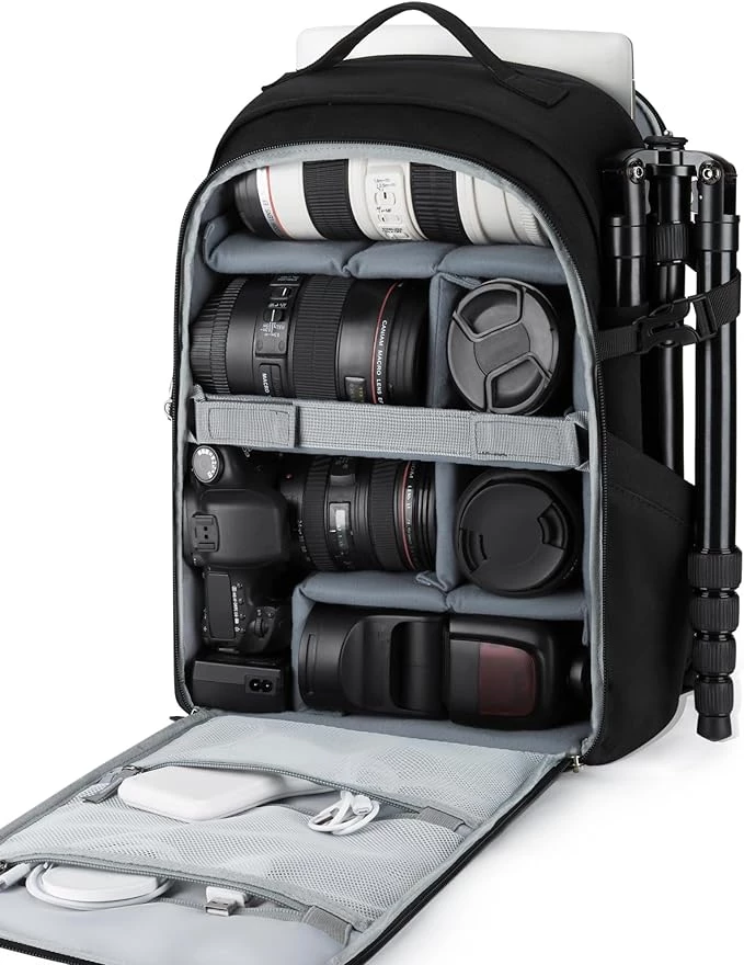 BAGSMART Camera Bag, DSLR SLR Camera Backpack Fits up to 15.6" Laptop, Camera Ca