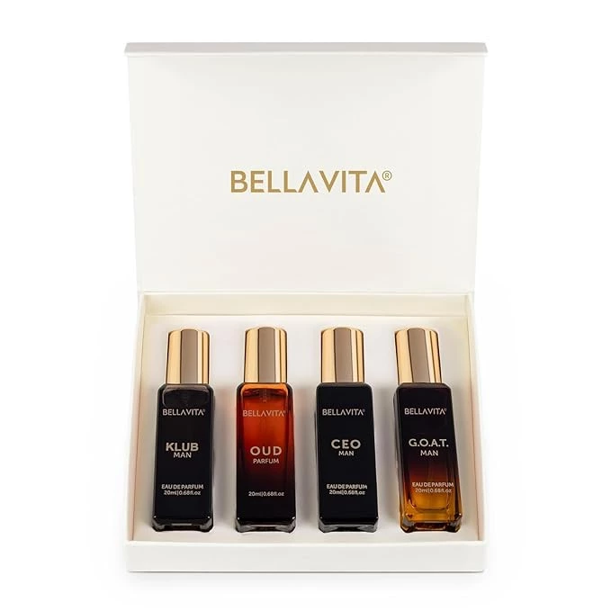 Bella Vita Luxury Man Perfume Gift Set 4 x 20 ml for Men with KLUB, OUD, CEO, G.