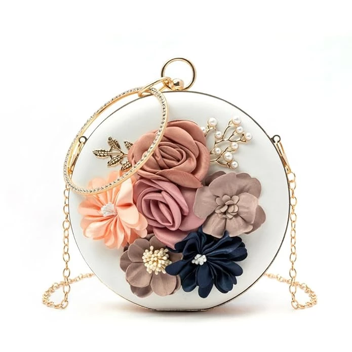 INOVERA (LABEL) Inovera Women's Floral Evening Clutch Ladies Party Wedding Round