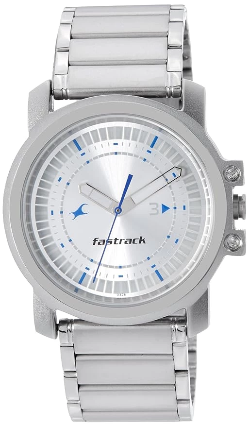 Fastrack Men Quartz Analog Silver Dial Stainless Steel Strap Watch for Guys-NP30